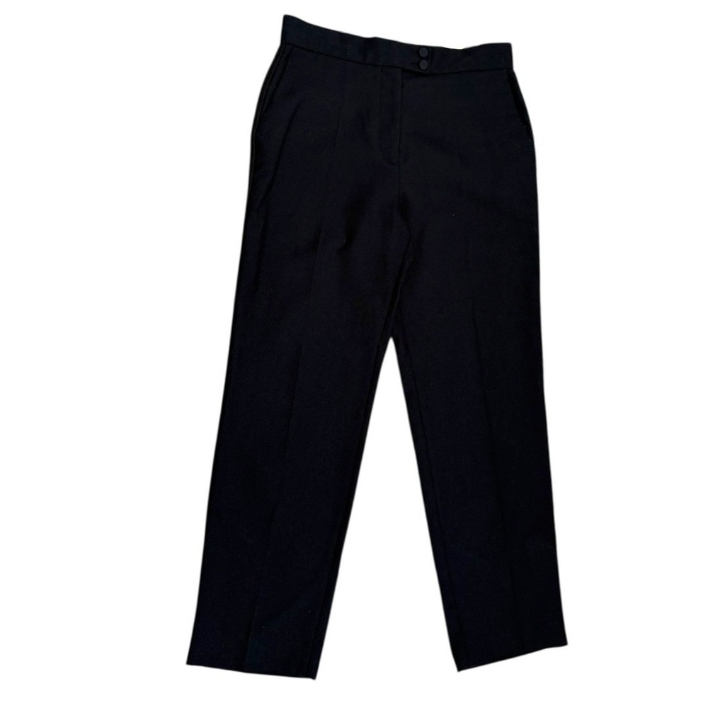 Sandro Paris Tailored Trousers Womens Size 10 EU42 Navy Blue Woven Dress Pants